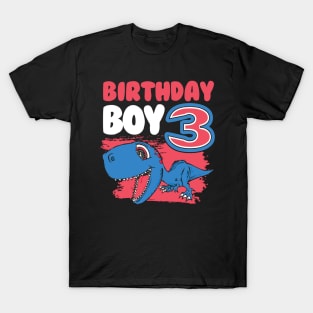 Kids rd third  three years old birthday dinosaur T-Shirt